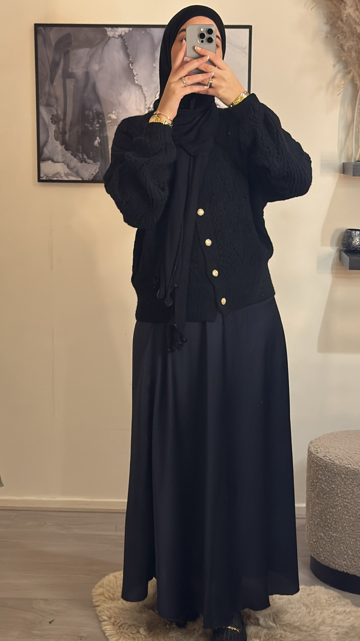 Satijnen rok donkerblauw